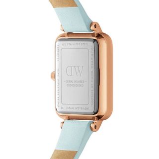 ĐỒNG HỒ NỮ CAO CẤP D.W QUADRO BLUEBELL DÂY DA XANH MẶT CHỮ NHẬT KÈM TEM KÍCH HOẠT ĐIỆN TỬ 1