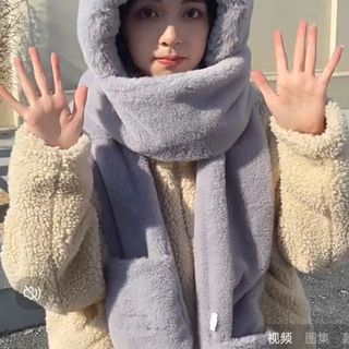 1 Chiếc Mũ Khăn Choàng Tai Gấu 3 Trong 1 Giữ Ấm Mùa Đông Dành Cho Nữ (03)