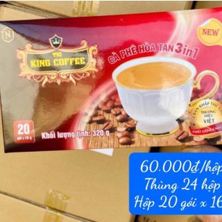 Hộp cà phê sữa hoà tan 3 in 1 king coffee 20 gói 16gr giá sỉ giá bán buôn giá sỉ