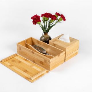 HỘP ĐỰNG ĐŨA MUỖNG CÓ NẮP ĐẬY BẰNG GỖ TRE TỰ NHIÊN DÀNH CHO QUÁN ĂN GIA ĐÌNH - SẠCH SẼ SANG TRỌNG BỀN BỈ - THƯƠNG HIỆU BESOL