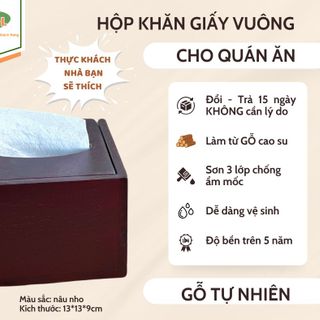 HỘP GIẤY ĂN HỘP KHĂN GIẤY ĂN VUÔNG BẰNG GỖ TỰ NHIÊN SẠCH SẼ SANG TRỌNG BỀN BỈ - THƯƠNG HIỆU BESOL giá sỉ