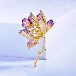 Ghim Trâm Cài Áo Hình Hoa Tráng Men Thời Trang Cao Cấp Dành Cho Nữ - 6.5cm