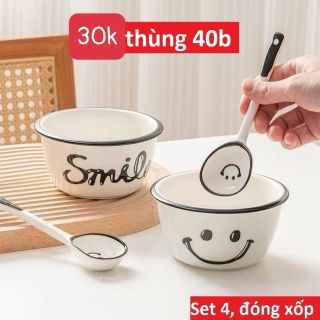Sét 2 bát sứ 2 thìa th40