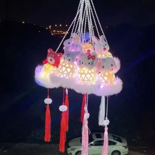 [sỉ, hàng loại 1] Lồng đèn trung thu mini rổ rọ bằng Nhựa bền đẹp gắn gấu nhồi bông có đèn led lung linh-hottrend 2024