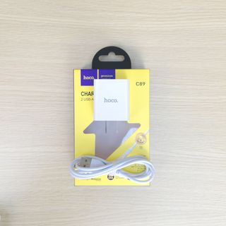 Bộ Củ Sạc Hoco C89 2 Cổng USB Sạc Nhanh 2.1A Max Cho IPhone/Androi, Chân Cắm Dẹt
