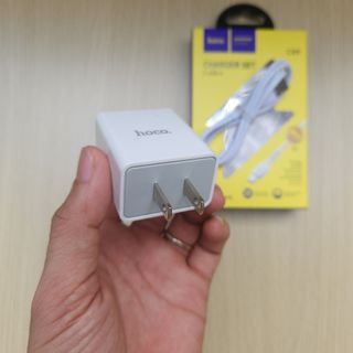 Bộ Củ Sạc Hoco C89 2 Cổng USB Sạc Nhanh 2.1A Max Cho IPhone/Androi, Chân Cắm Dẹt