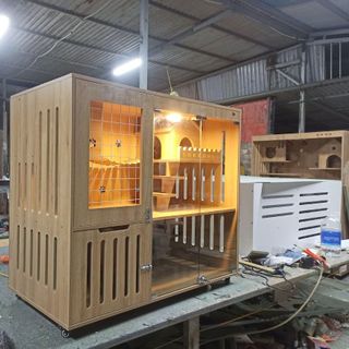 Chuồng Mèo Hai Tầng, Nhà Cho Thú Cưng Gỗ MDF Chống Ẩm Gía Tại Xưởng
