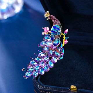 Ghim Trâm Cài Áo Hình Chim Công Đính Đá Sang Trọng Dành Cho Nam Nữ - 8cm