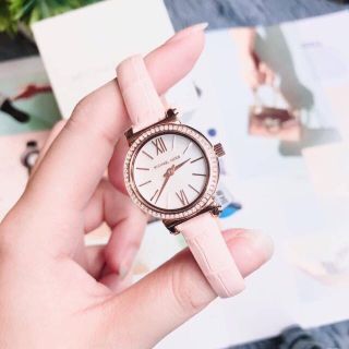 ĐỒNG HỒ NỮ CAO CẤP M KORS DÂY DA HỒNG MẶT NHỎ SIÊU XINH 5