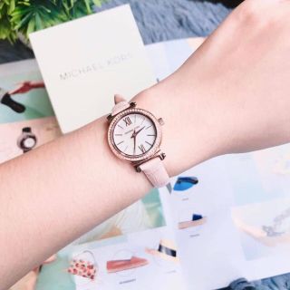 ĐỒNG HỒ NỮ CAO CẤP M KORS DÂY DA HỒNG MẶT NHỎ SIÊU XINH 5
