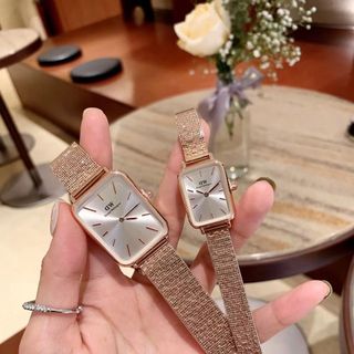 SALE ĐỒNG HỒ NAM THỜI TRANG D.W DÂY LƯỚI MẶT CHỮ NHẬT 3