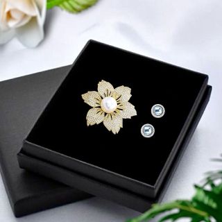 Ghim Trâm Cài Áo Hình Hoa Đính Ngọc Trai Trắng Thanh Lịch Cho Nữ 4.7cm