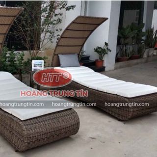 Giường tắm nắng nhựa giả mây ghế bãi biển nhựa giả mây giá rẻ ghế hồ bơi