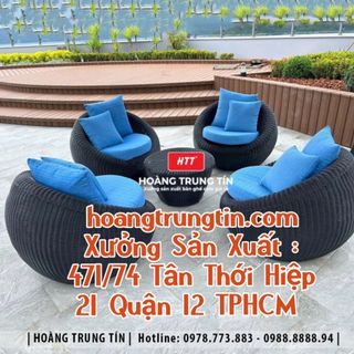 Bàn ghế sân vườn ghế mây trứng nhựa giả mây ghế con sò mây nhựa Sài Gòn