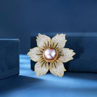 Ghim Trâm Cài Áo Hình Hoa Đính Ngọc Trai Thanh Lịch Cho Nữ -4.7cm