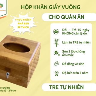 HỘP GIẤY ĂN HỘP KHĂN GIẤY ĂN VUÔNG BẰNG TRE TỰ NHIÊN SẠCH SẼ SANG TRỌNG BỀN BỈ - THƯƠNG HIỆU BESOL