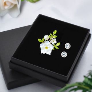 Ghim Trâm Cài Áo Hình Hoa Mai Tráng Men Cánh Hoa Xà Cừ Đính Ngọc trai Nước ngọt Thời Trang Cao Cấp Dành Cho Nữ- 5cm