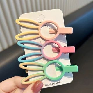 VĨ 3 KẸP MÁI THỎ MÀU PASTEL NHÁM MS1091