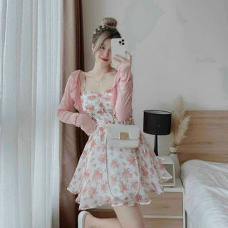 SET ÁO KHOÁC KÈM ĐẦM VOAN CAO CẤP YVY27_ TRIỆU VY STORE
