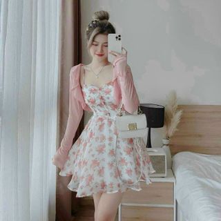 SET ÁO KHOÁC KÈM ĐẦM VOAN CAO CẤP YVY27_ TRIỆU VY STORE