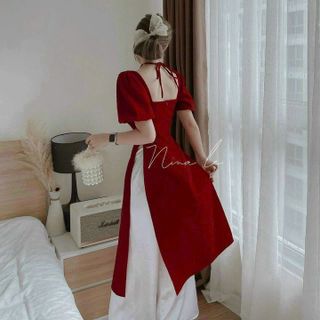 ÁO DÀI CÁCH TÂN NHUNG TUYẾT CỔ YẾM CỔ TÀU YVY004 - TRIỆU VY STORE