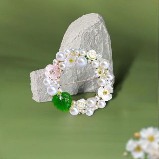 Ghim Cài Áo Hình Nguyệt Quế Đính Ngọc Trai Thời Trang Dành Cho Nữ 5.5cm