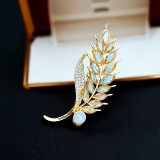 Ghim cài áo Hình lúa mì đính pha lê thời trang dành cho nam nữ - 8cm