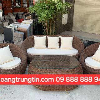 Sofa nhựa giả mây ngoài trời sofa trứng ghế mây sợi tròn bàn ghế cafe giá rẻ giá sỉ