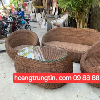 Sofa nhựa giả mây ngoài trời sofa trứng ghế mây sợi tròn bàn ghế cafe giá rẻ