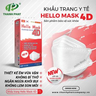 Khẩu Trang Cao Cấp 4D Hello Mask (10 Cái/Hộp ) - Y Tế Thành Phát giá sỉ