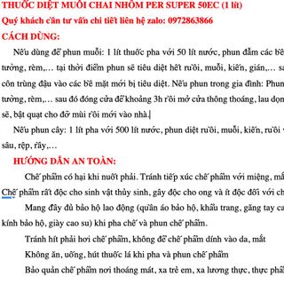 Per super 1lít/chai Thuốc diệt muỗi chai nhôm, diệt ruồi, muỗi, kiến, gián, ruồi vàng, rầy, rệp, sâu