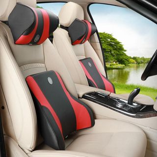 Gối tựa đầu và lưng ô tô cao su non đúc nguyên khối,bọc da