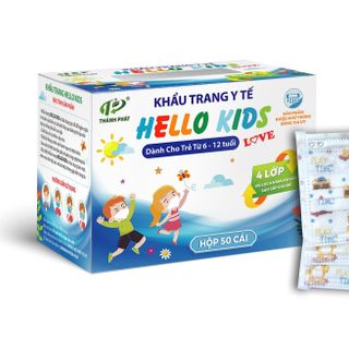 Khẩu Trang Hello Kids Họa Tiết Hoạt Hình Đáng Yêu (50 Cái/Hộp) - Y Tế Thành Phát