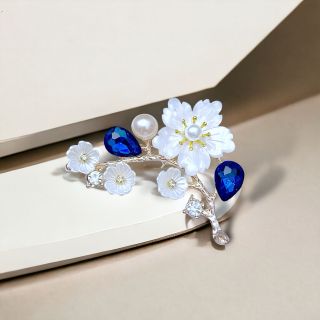 GHIM CÀI ÁO HÌNH HOA ANH ĐÀO ĐÍNH NGỌC TRAI HỒNG THỜI TRANG DÀNH CHO NỮ 6.5cm