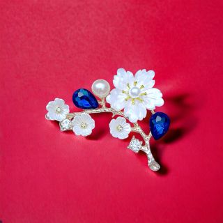 GHIM CÀI ÁO HÌNH HOA ANH ĐÀO ĐÍNH NGỌC TRAI HỒNG THỜI TRANG DÀNH CHO NỮ 6.5cm