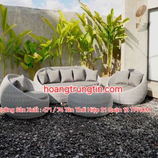 Sofa mây nhựa ngoài trời sofa trứng tròn bàn ghế sân vườn giá sỉ