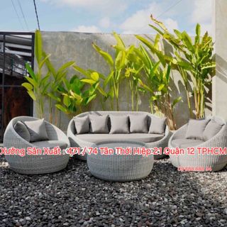 Sofa mây nhựa ngoài trời sofa trứng tròn bàn ghế sân vườn