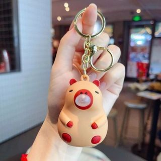 MÓC KHÓA DẺO CAPYBARA THỔI BONG BÓNG