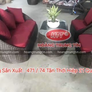 Sofa nhựa giả mây sân thượng bàn ghế ban công trang trí sofa thư giãn sofa mây nhựa ngoài trời giá rẻ sofa Hoàng Trung Tín giá sỉ