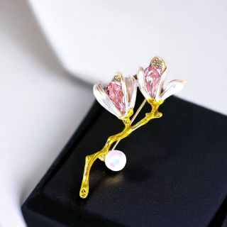 Ghim Trâm cài hoa mộc lan pha lê thời trang dành cho nam nữ - 6cm