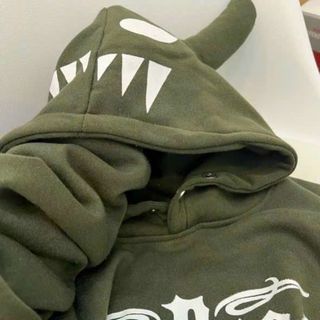 Áo hoodie nón 2 sừng in mặt quỷ, NEVER HOOD chất nỉ mềm mịn, logo in,form rộng freesize dưới70kg giá sỉ