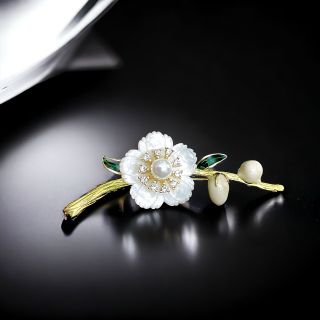 GHIM CÀI ÁO HÌNH CÀNH HOA MAI TRÁNG MEN THỜI TRANG DÀNH CHO NAM NỮ - 6.5CM