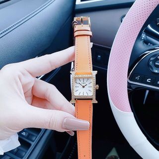 ĐỒNG HỒ NỮ CAO CẤP HEMES DÂY DA MẶT TIA NIỀNG ĐÁ VÀNG 2