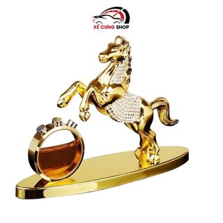 Tượng ngựa vàng đính đá Pha lê trang trí bàn làm việc -  taplo ô tô.