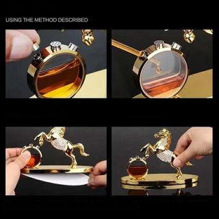 Tượng ngựa vàng đính đá Pha lê trang trí bàn làm việc - taplo ô tô.