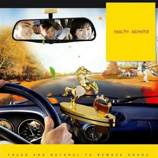 Tượng ngựa vàng đính đá Pha lê trang trí bàn làm việc -  taplo ô tô.