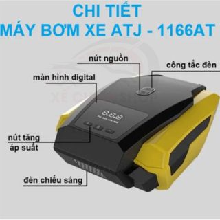 Máy bơm lốp ô tô TỰ NGẮT màn hình LED điện tử dung tích xi lanh - Bảo Hành 12 tháng