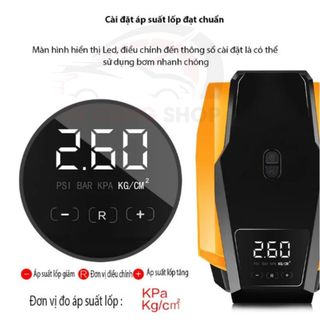 Máy bơm lốp ô tô TỰ NGẮT màn hình LED điện tử dung tích xi lanh - Bảo Hành 12 tháng
