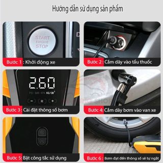 Máy bơm lốp ô tô TỰ NGẮT màn hình LED điện tử dung tích xi lanh - Bảo Hành 12 tháng