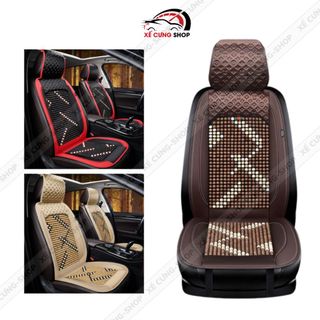 Bộ lót ghế ô tô có hoa văn kèm hạt gỗ massage chống nóng cao cấp